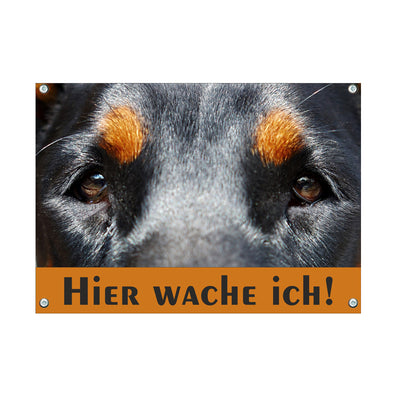 Rottweiler - Hier wache ich – Hundeschild aus Aluminium