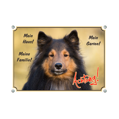 Shetland Sheepdog (Sheltie) - Mein Haus Mein Garten Meine Familie – Hundeschild aus Aluminium