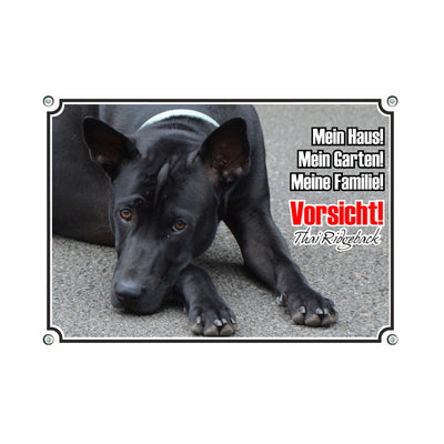 Thai Ridgeback - Mein Haus Mein Garten meine Familie – Hundeschild aus Aluminium