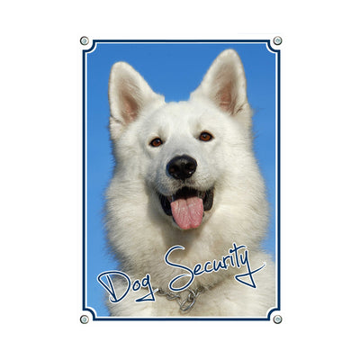 Weißer Schäferhund - Dog Security – Hundeschild aus Aluminium